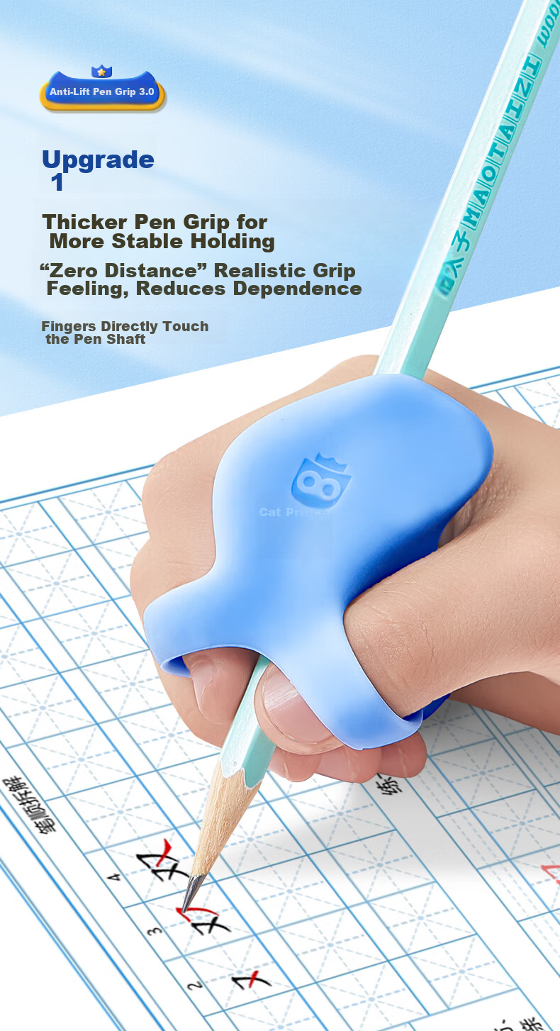 Maotaizi Elementary School Student Anti-Fist Posture Corrector, Pen Grip Corrector for Kindergarten Beginners, Wrist Fixator for Writing, Pen Holder, Children's Corrector, Blue 5