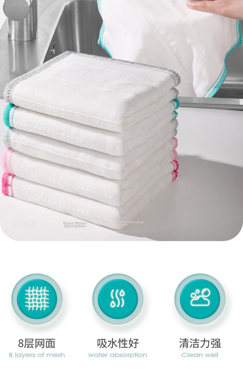 Yunlei Thickened Cleaning Cloth, 28*28cm, Pack of 10, Large Dishwashing Towel for Kitchen, Pot Scrubber 2