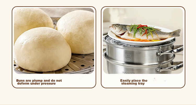 MAXCOOK 28cm 304 Stainless Steel Single-Layer Steamer Pot Thickened Bottom Soup and Steamer Pot Hot Pot 5