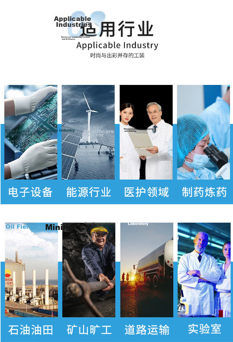 Jiuchengu Anti-Static Coat with Large Cap Dust-Free Long Workwear Unisex Dustproof Workshop Electronics Factory Protective Clothing Blue 6XL 5