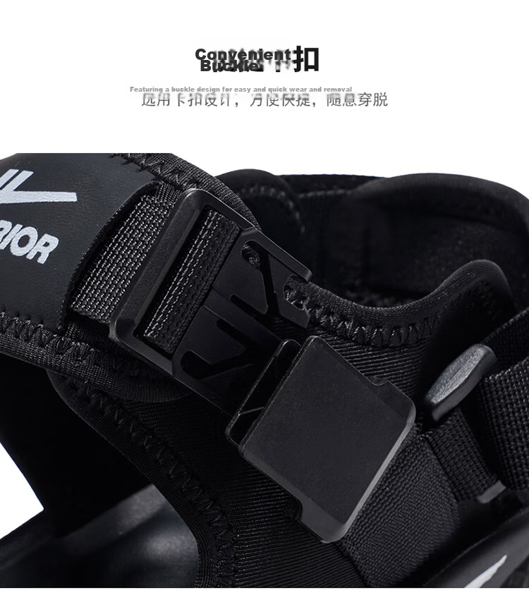Warrior Men's Sandals 2026 Summer New Breathable Casual Beach Shoes with Velcro Outdoor Slippers Beige Black Size 44 9