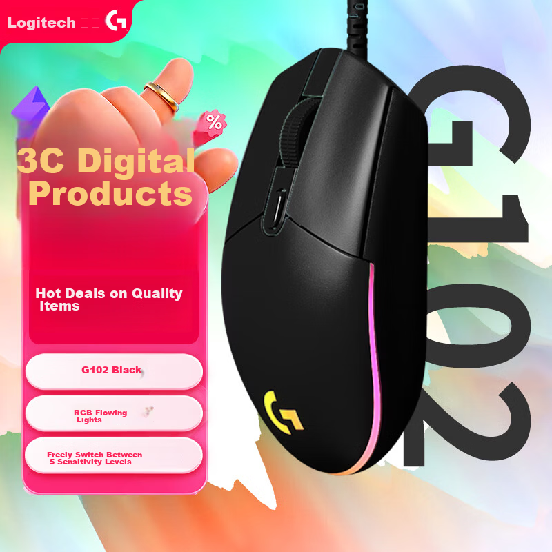 G G102 Wired Gaming Mouse Lightweight Design G102 Second Generation RGB Lighting Esports Essential Peripheral for Valorant Delta CS2 Blue