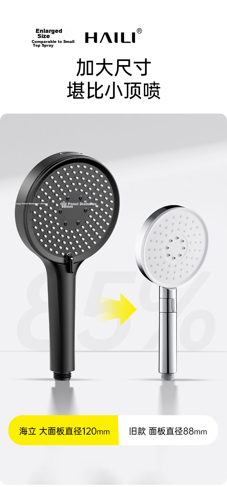 Haili Handheld Shower Head High Pressure Bathroom Chrome Single Spray ZH256 6