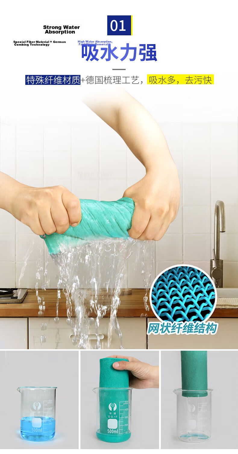 Yizhixuan 96 Diamond Grit Scouring Cloth 9cm x 4m Kitchen Dining Pot Scrubbing Dishwashing High-Efficiency Stain Removal Cleaning Cloth Roll 1
