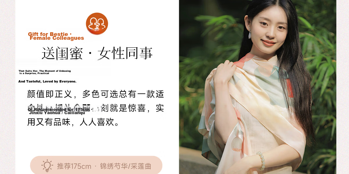 Wanshili × Palace Museum Cultural Collaboration Silk Scarf Twelve Flower Goddesses Tribute Green Birthday Gift for Mom 25