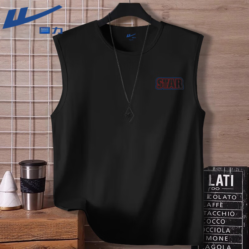 Warrior American-Style Tank Top for Men, Summer Pure Cotton Sleeveless Sports Fitness Arm-Cut Loose Retro Trendy Youth Basketball Jersey YD 13