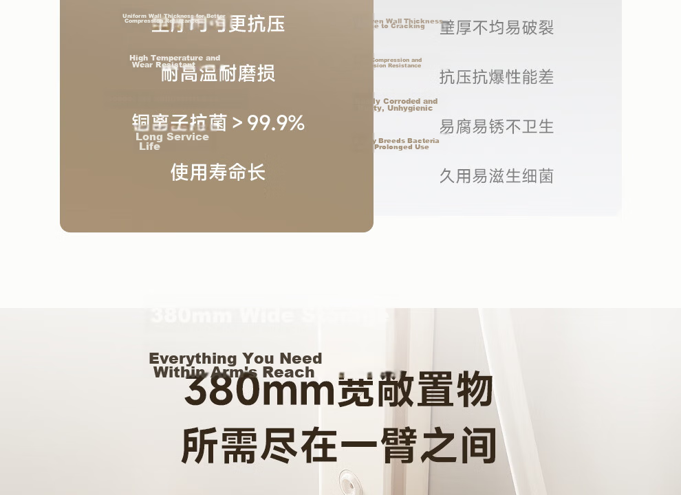 ARROW Rongyi Shower Head Square Handle Shower System, Large Top Spray Bathroom Faucet, Fine Copper [Renovation Subsidy 15%] 22