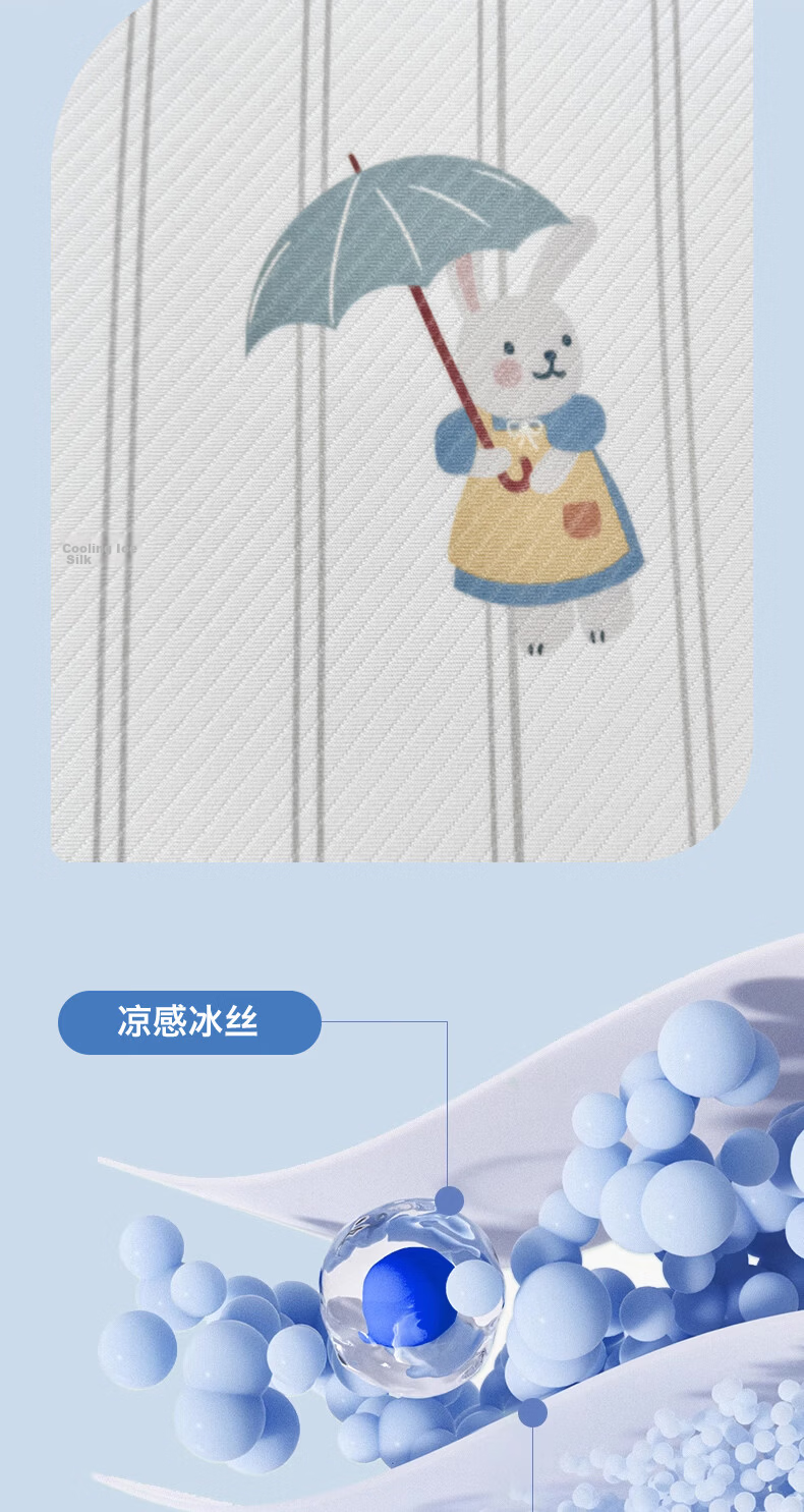 Hongdou Class A Ice Bean Cooling Mat Fitted Sheet Three-Piece Set Summer Cooling Soft Mat Dorm Single Ice Silk Mat 180*200cm Rabbit 5