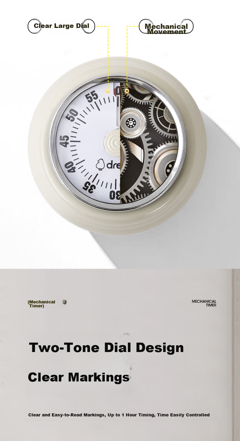 Dretec Japanese Timer, Kitchen Timer, Mechanical Refrigerator Timer, Clock Alarm Reminder, Water Blue Color 9