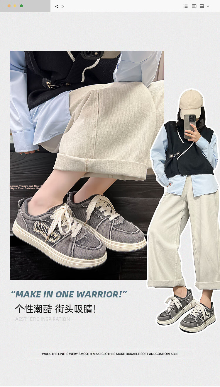 Warrior Women's 2026 Spring Autumn Fashion Sneakers Classic Versatile Retro Casual Shoes Dark Gray Size 38 4