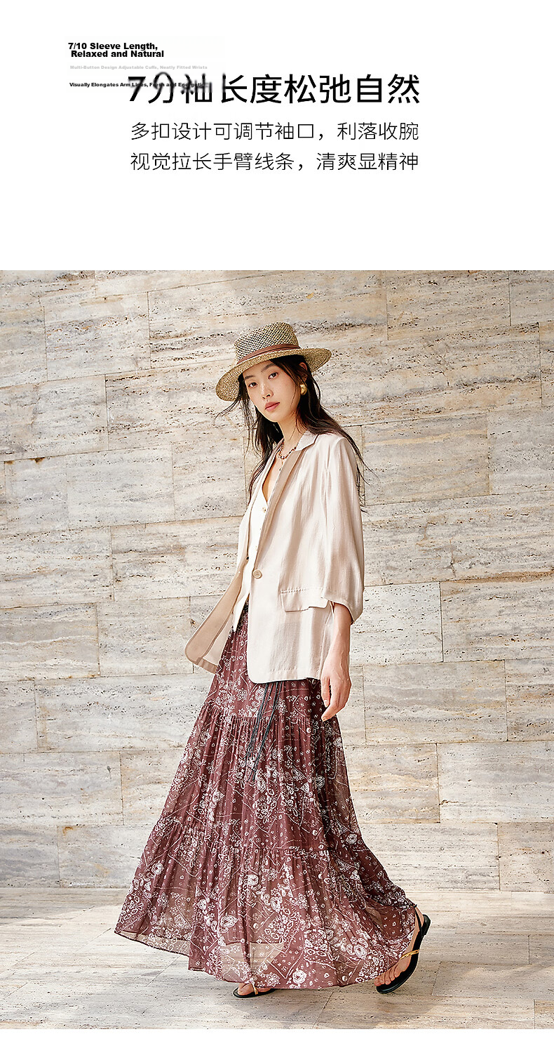 Yixiang Liying Lightweight Linen Blazer 2026 Summer New Loose Draped Short Jacket Beige 160/84A/M 8