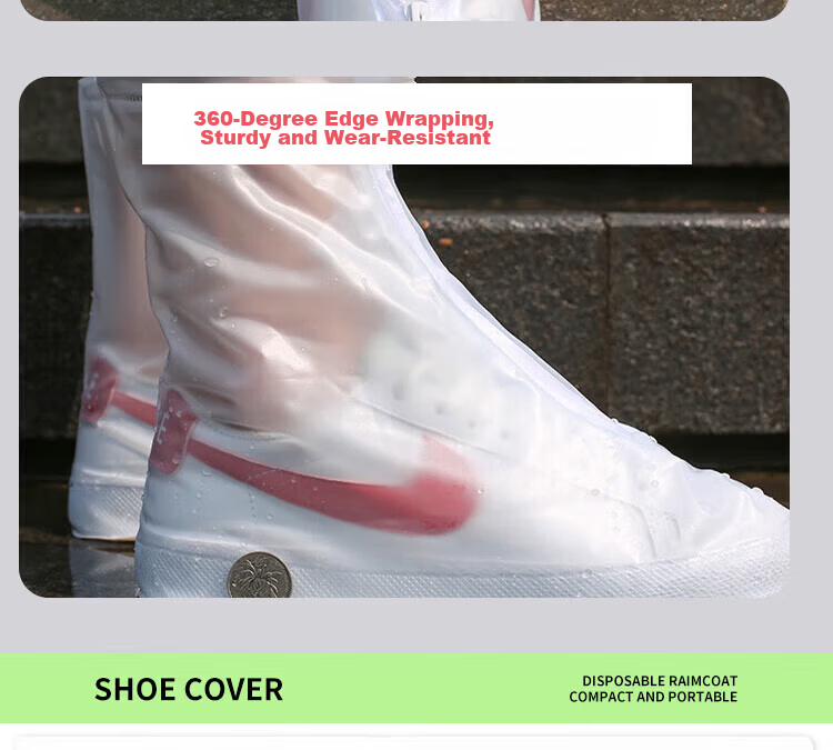 Chegui Mu Non-Disposable PVC Rain Shoe Covers Waterproof Anti-Slip Transparent Thickened Durable Shoe Covers Size L for EU 36-39 11