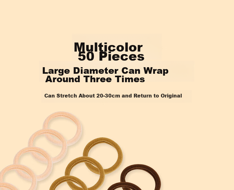 Meifuyu Seamless Hair Ties, Black, 50 Pieces, Nylon, Highly Elastic Rubber Bands, Hair Ties, MF8074 12