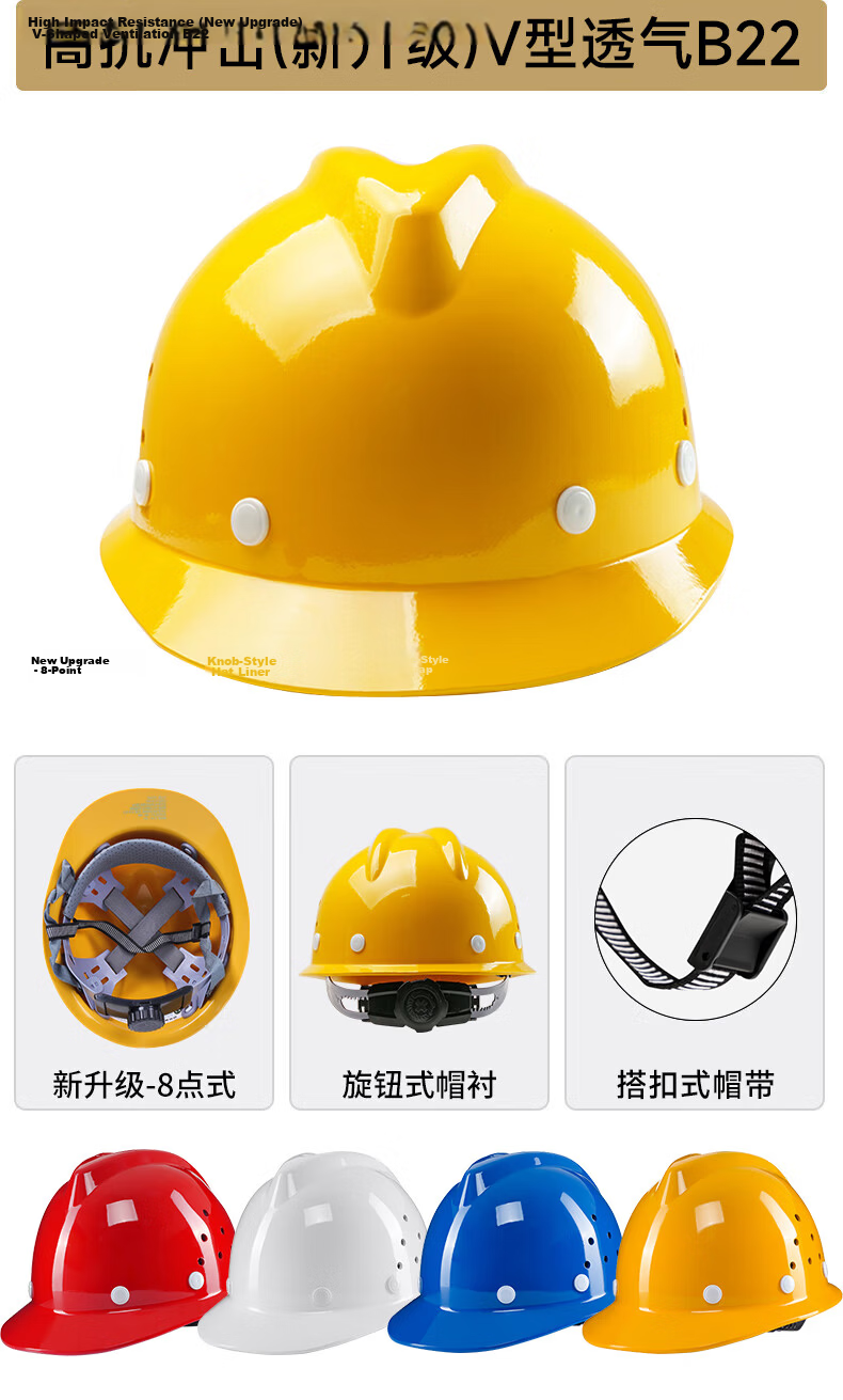 SHOUDUN Safety Helmet High-Grade Breathable ABS Three-Rib National Standard Anti-Smash Thickened Electrical Insulation Impact-Resistant Construction Work Red [Knob Model] 10