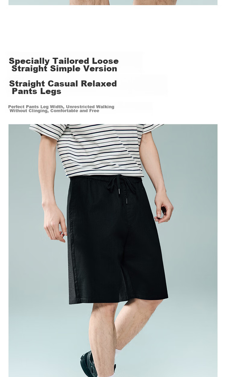 Giordano Men's 2026 Summer New Lyocell Cotton Drawstring Elastic Waist Casual Shorts 13106314 8