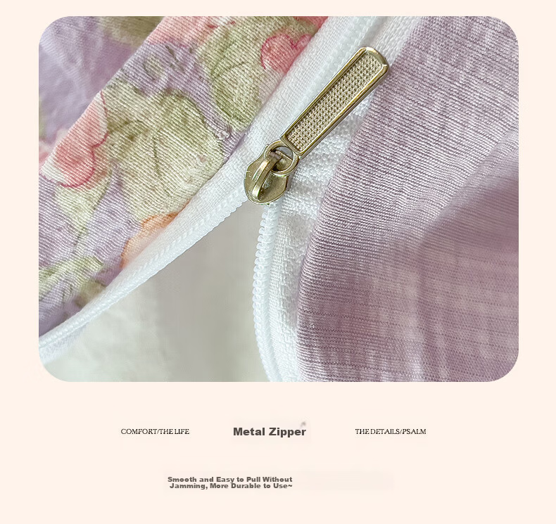 Hongdou Class A Double-layer Gauze 4-Piece Bedding Set 1.5/1.8m Thickened Bed Sheet Quilt Cover Single Quilt Core Cover 200x230cm Peninsula Rose 15