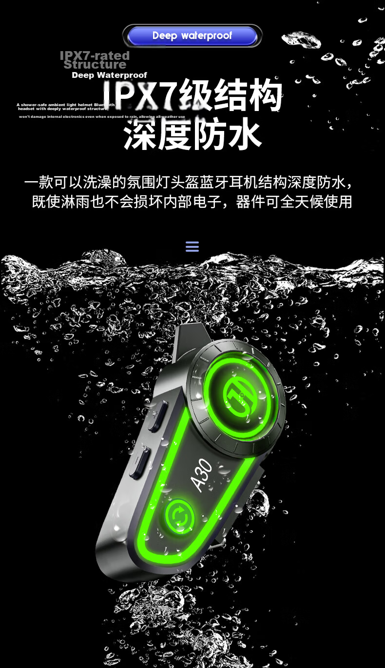 Hengjiang A30 Helmet Bluetooth Earphone Waterproof Long Battery Life Soft Mic 45H Playback for Delivery Riders 15