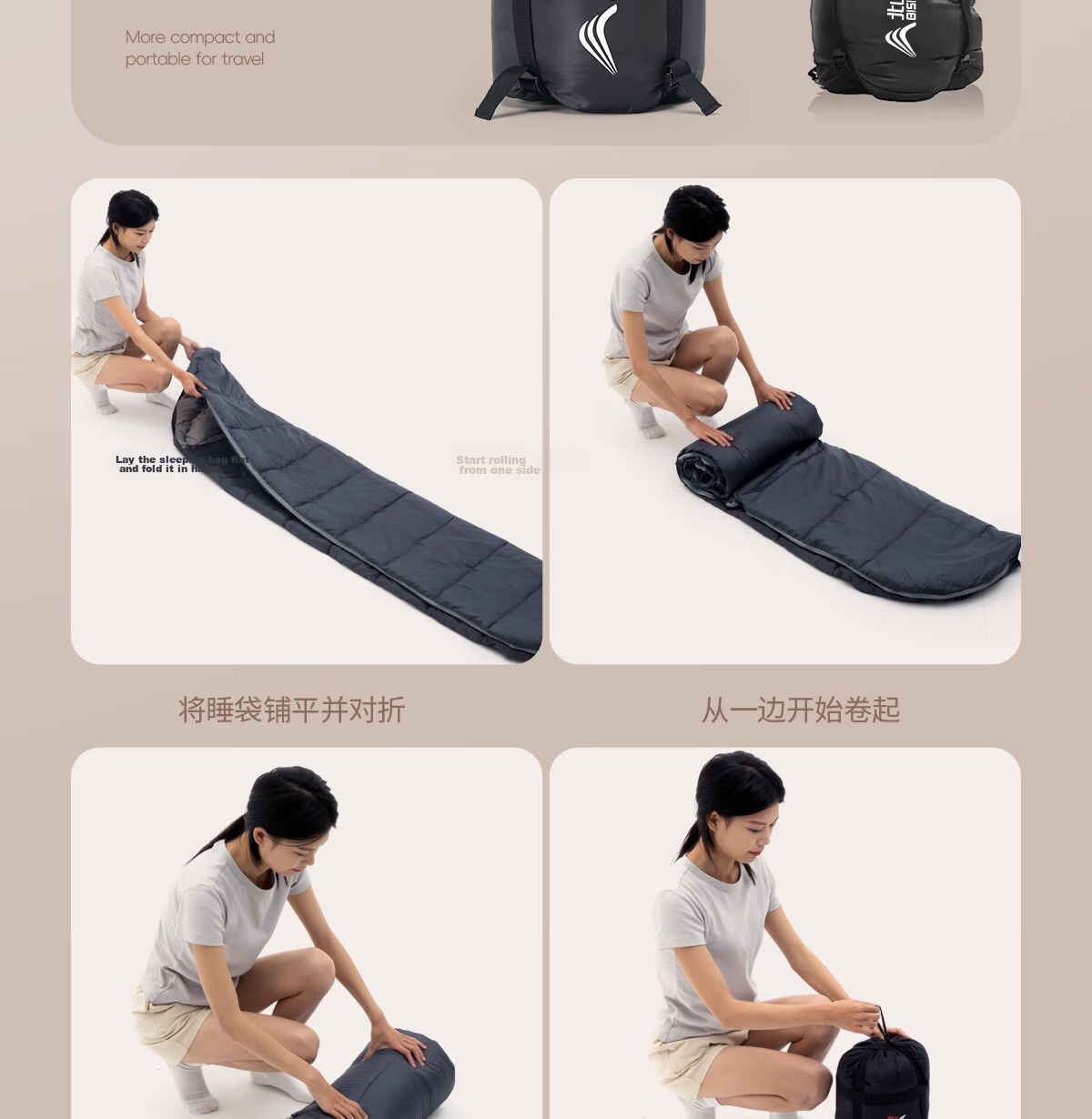 Beishanlang Outdoor Sleeping Bag Adult Winter Warm Extra Wide Envelope Cotton Sleeping Bag Camping Thickened Universal Gray -2.5 22