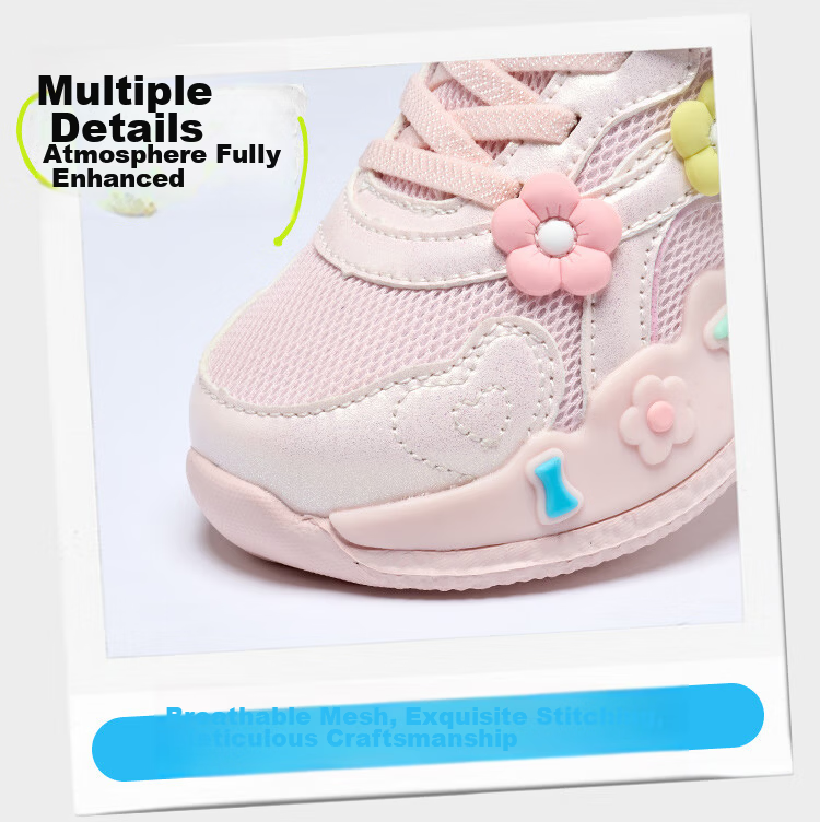 Disney Girls' Sports Shoes Children's Outdoor Comfortable Running Shoes Trendy Casual Sneakers Light Pink Size 27 8