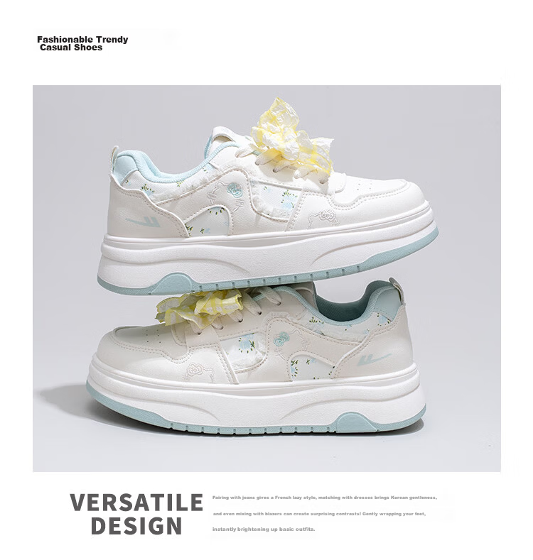 Warrior Thick Sole Sneakers Women Spring New Versatile Sweet Style Height Increasing Shoes N456Z Beige/Navy 37 2