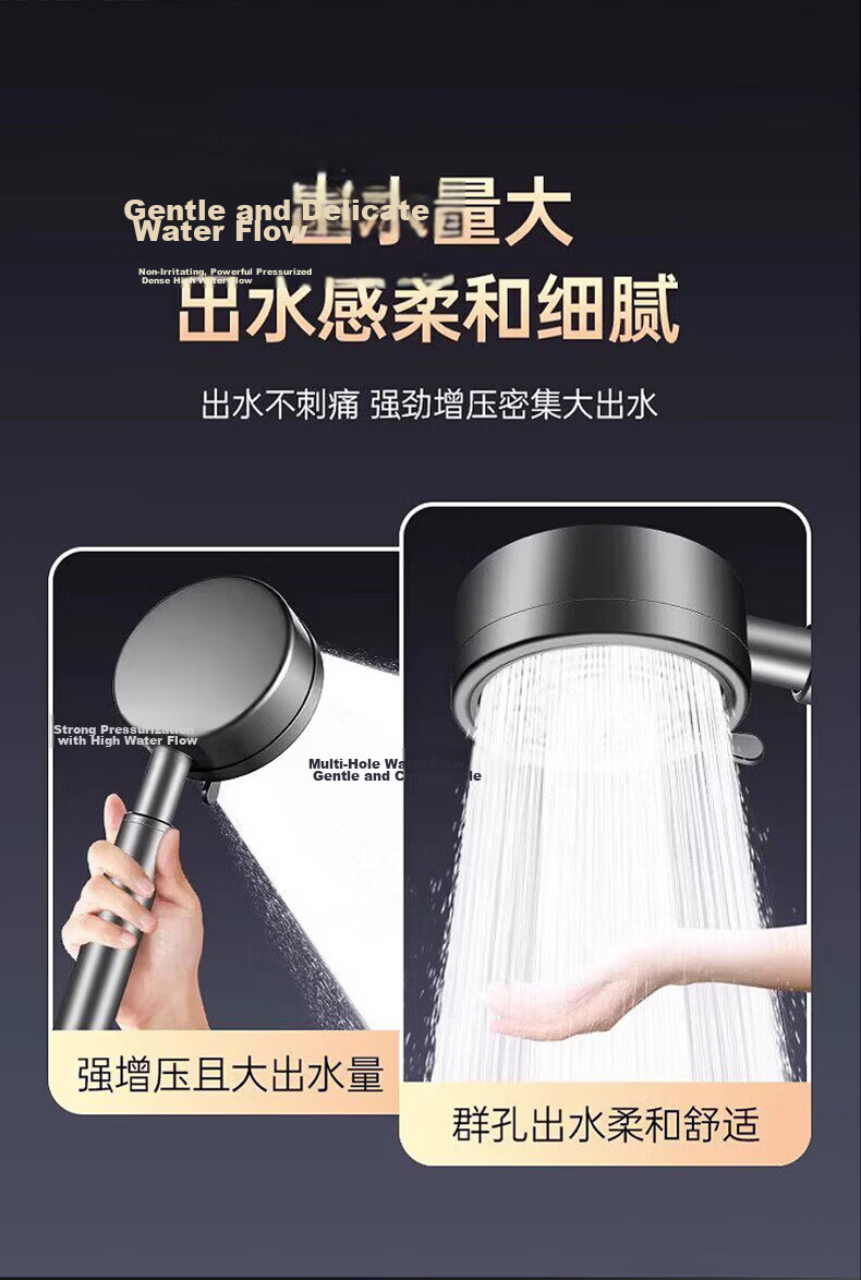 HOMK Seiko Shower Head High-Pressure Shower Set 304 Bathroom Shower Head with Hose 11