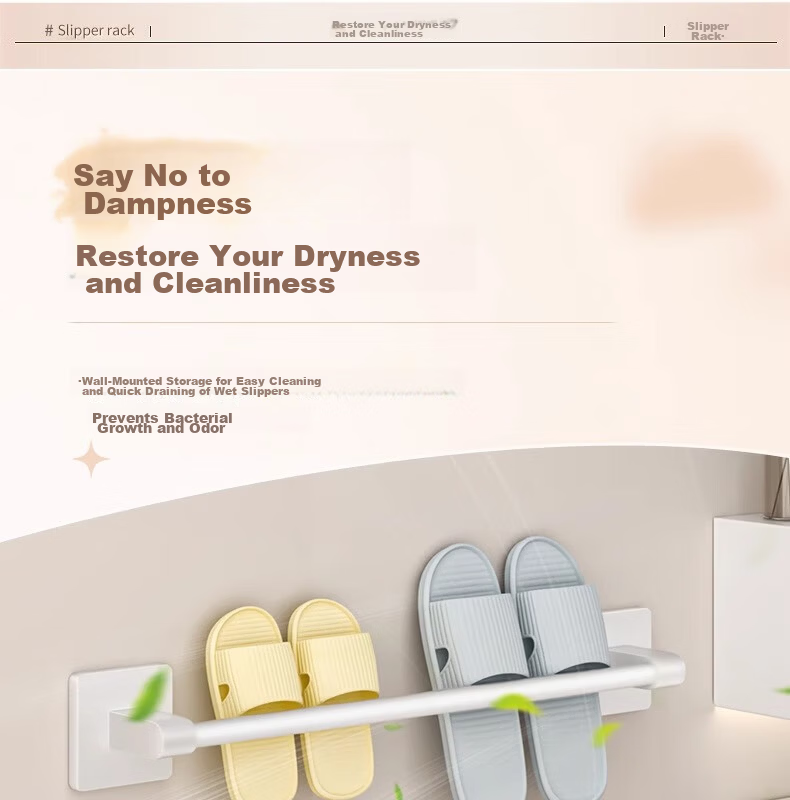 Tiger Mister Milk White Bathroom Slipper Rack No-Drill Wall-Mounted Shoe Storage Organizer for Toilet Door 5