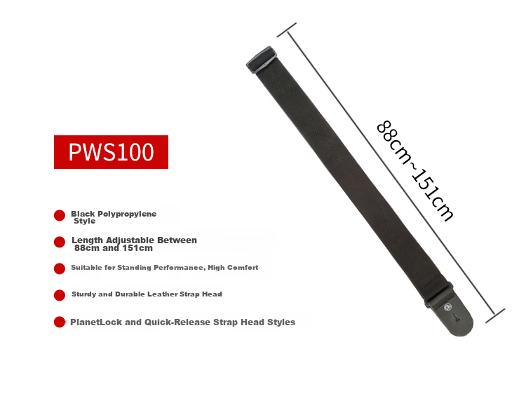 D'Addario PWS100 Canadian Imported Polypropylene Acoustic Electric Guitar Strap Black 7