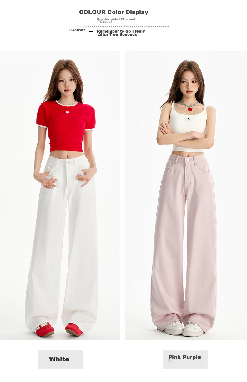 Jeanswest Women's Summer Thin Tencel Wide-Leg High-Waist Draped Ice Silk Straight-Leg Floor-Length White Tencel Pants 2XL 7