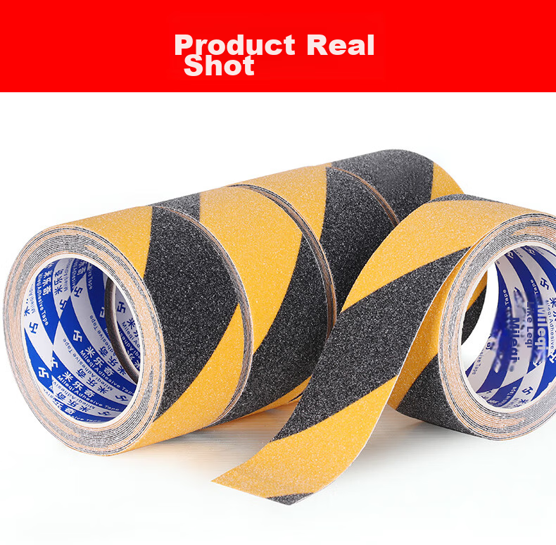 Mileqi Self-Adhesive Frosted Tape Black Yellow Warning Tape Step Anti-Slip Waterproof Abrasive Tape Stair Anti-Slip Strip 50mm*5m - Black Yellow [3 Rolls] 8
