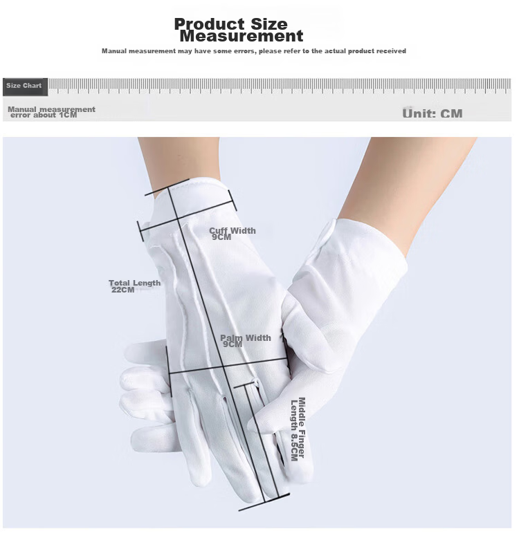 Zheye Etiquette Gloves 10 Pairs White High-Quality Cotton Breathable Non-Slip Security Performance Gloves with Triple Strap Buckle One Size 2