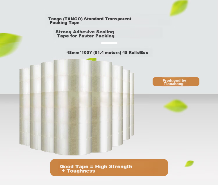 TANGO Ultra-Transparent Tape, 48mm*100y (91.4 Meters)*50um, 6 Rolls Packaged Sealing Tape for Home, Factory, Express Delivery, Logistics, Enterprise Office Stationery Supplies 1
