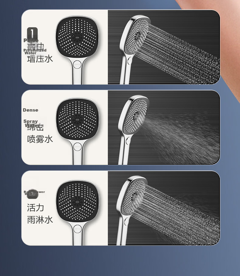 JOMOO Shower Head Bathroom Handheld Single Head Three-Function Large Panel Shower S239013-2B01-1 10