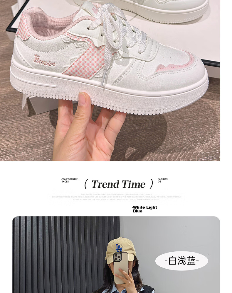 Huili Official Women's Sneakers, New Summer 2026 Style, Breathable Versatile White Shoes for Women, White And Pink, Size 38 18