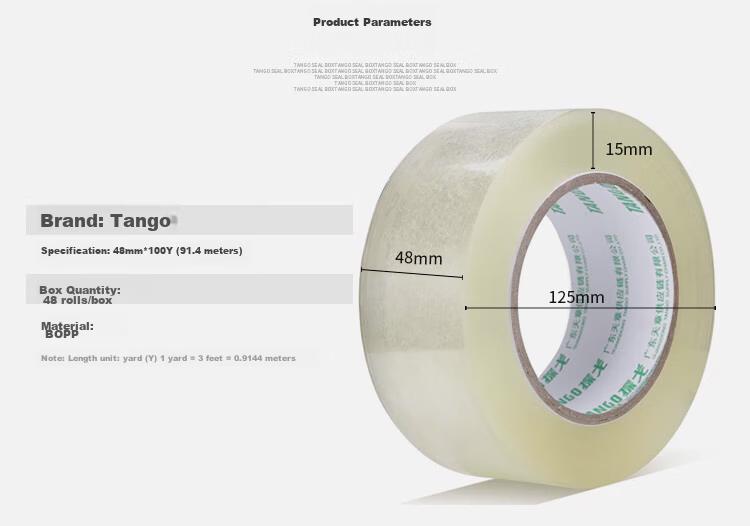 TANGO Ultra-Transparent Tape, 48mm*100y (91.4 Meters)*50um, 6 Rolls Packaged Sealing Tape for Home, Factory, Express Delivery, Logistics, Enterprise Office Stationery Supplies 3