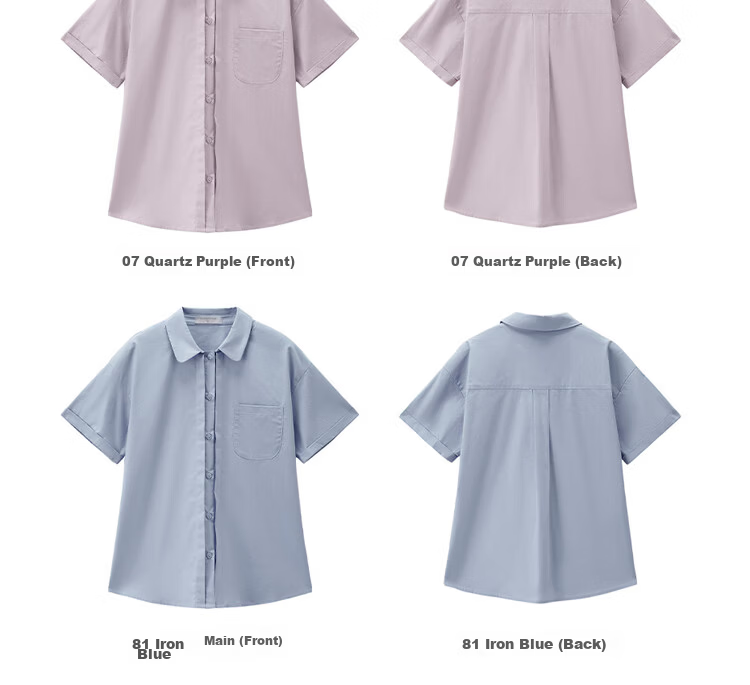 Giordano Women's Commuter Shirt 2026 Summer Pure Cotton Loose Pleated Single Pocket Short Sleeve Shirt 13346217 21