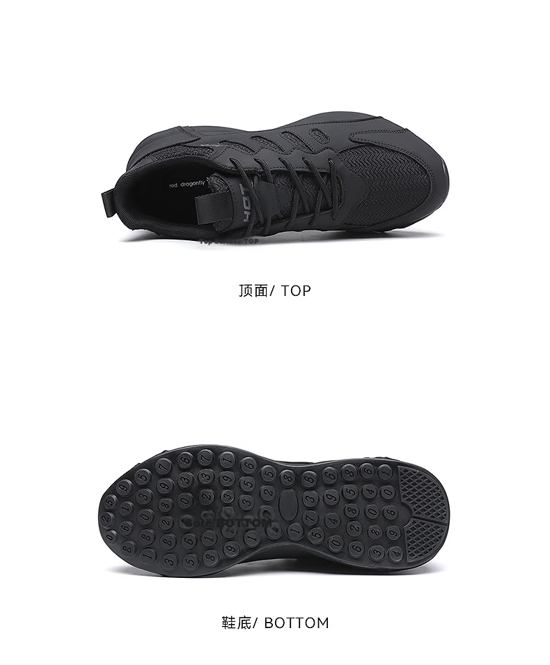 Red Dragonfly Men's Flash Running Shoes Ins Style Durable Sole Sports Casual Dad Shoes Thick Sole Height Increasing WXA141251S Black Size 41 18
