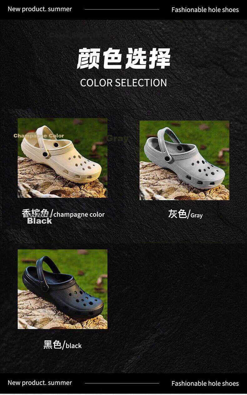 Afnoti Men's Summer Slip-On Clogs Non-Slip EVA Thick Sole Beach Sandals Champagne Color Size 37-38 6