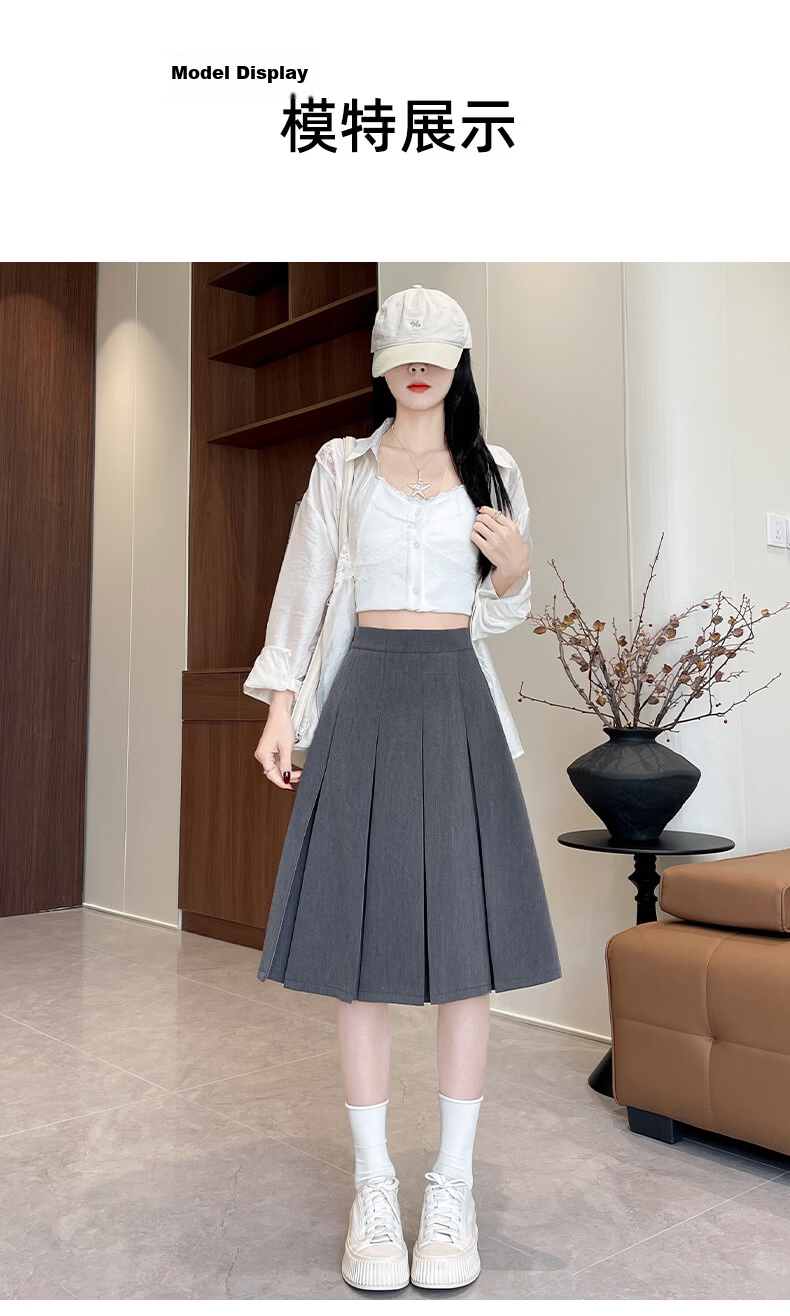 Xueqiman Women's Pleated Blazer Skirt 2026 Summer New High-Waist Slim A-Line Premium Versatile College Style Skirt 10