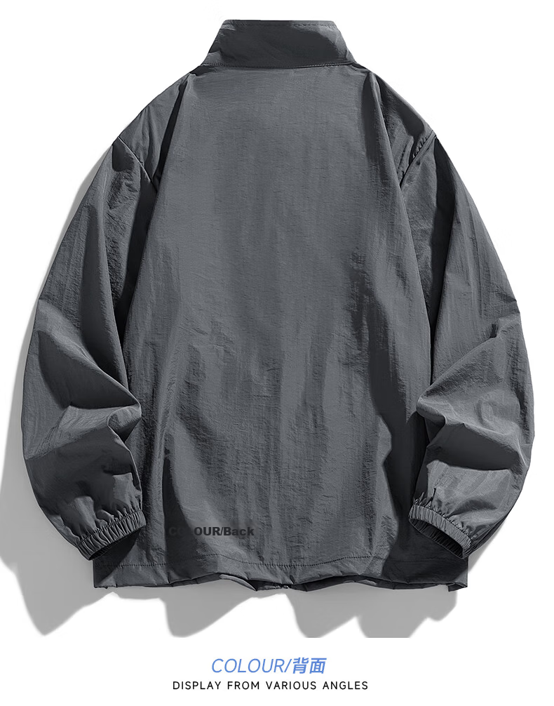 JEEP SPIRIT Men's Summer Casual Lightweight Sun Protection Jacket Comfortable Outdoor Sports Skin Jacket Dark Gray 5XL 22