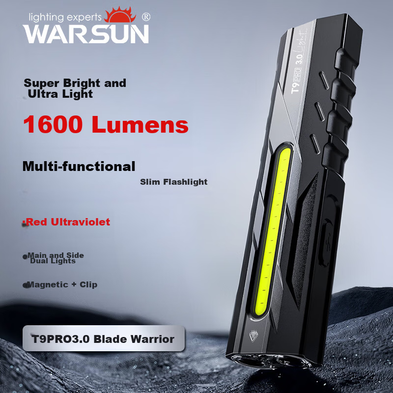 Wolson T9 Mini Portable Flashlight Rechargeable EDC Magnetic Work Emergency Light Strong Beam