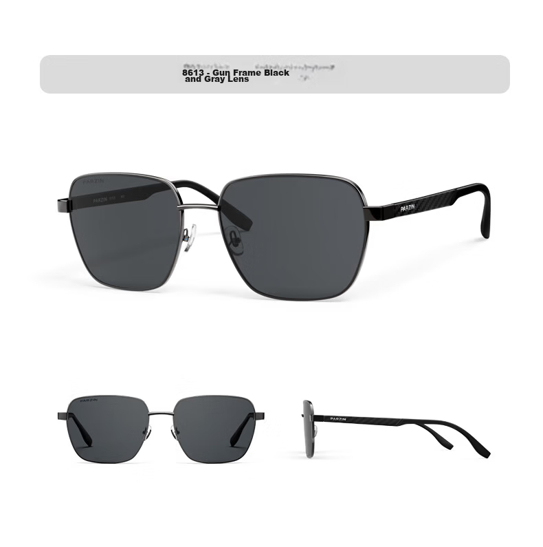 PARZIN Nylon Polarized Sunglasses, Polygon Square Frame Eyeglass Style Men's UV Protection Driving Trendy Sunglasses Gift for Men PZ8267 24