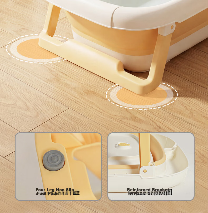 Rikang Baby Bath Tub Foldable Electronic Temperature Sensing Bath Tub with Bath Net RK-X1048-3 Light Orange 17