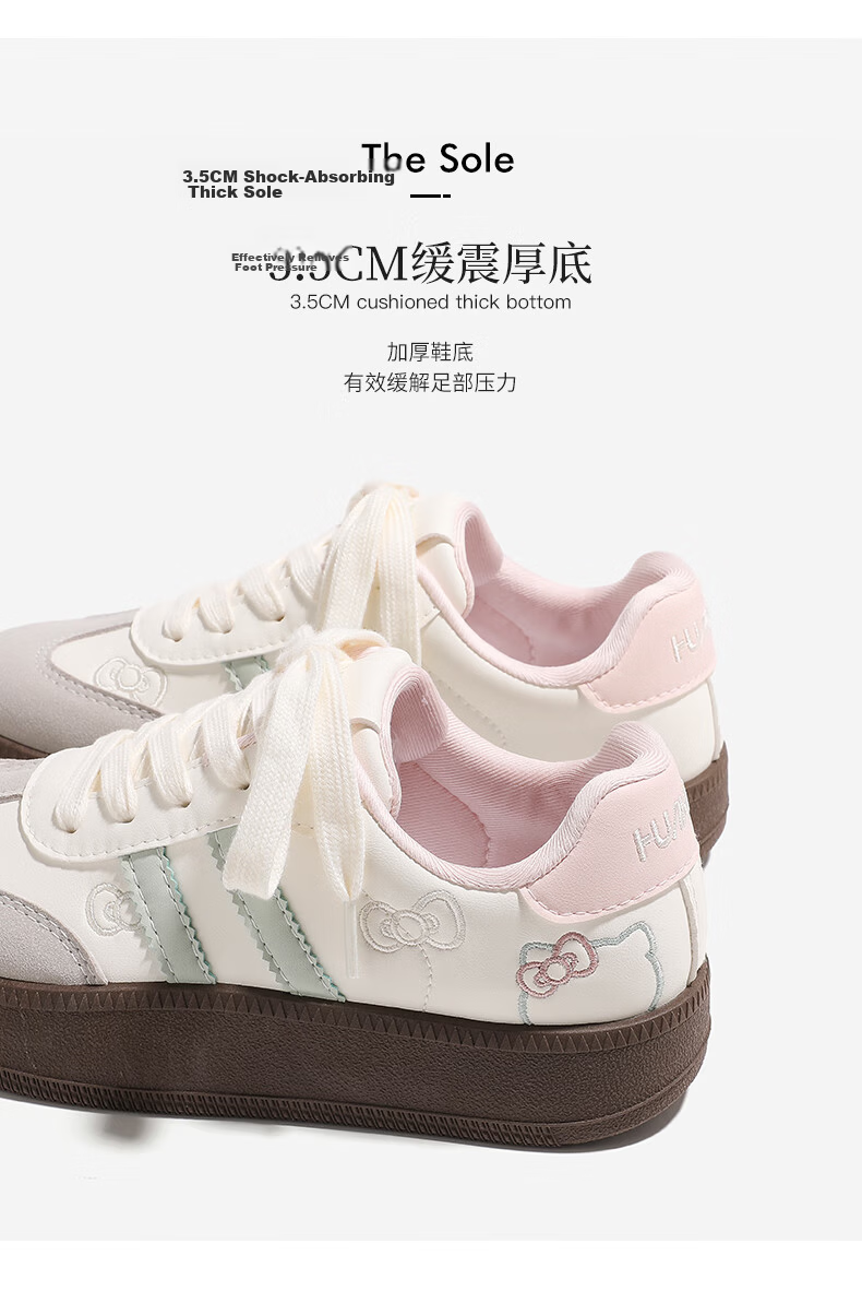 Global Dopamine Embroidered German Training Shoes Women 2026 Spring New Cute Casual Student White Sneakers Pink Green Size 39 5