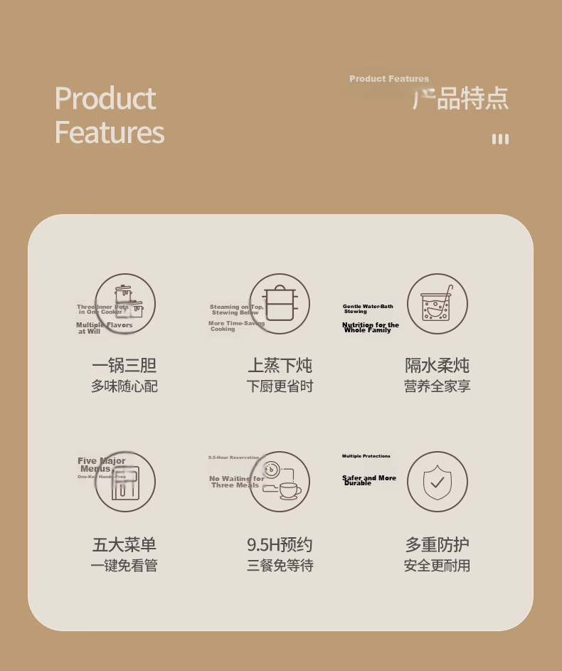TONZE Electric Stew Pot Water Bath Stew Soup Cooker Baby Food Porridge Maker Health Bird's Nest Stew Pot White Ceramic Inner Pot DGGD23A183BBW 1.8L 3