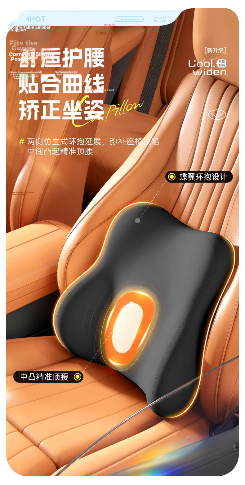 Zhiguozhe Car Lumbar Support Cushion Memory Foam Breathable Seat Backrest Pillow for Driving and Long Sitting 9