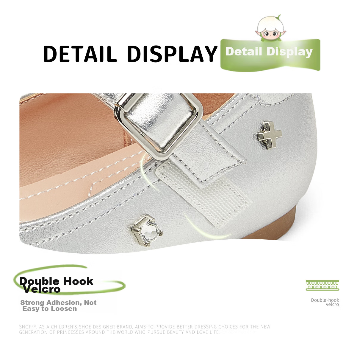 SNAFFY Girls' Leather Shoes Children's Princess Shoes Spring Little Girls British Style Fashion Soft Sole Shoes Moonlight Silver Size 32 16
