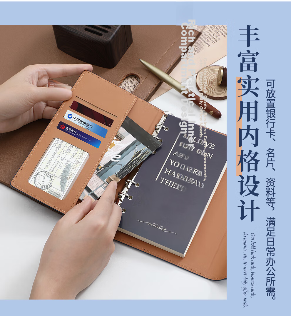 Jiaran Heng Vintage Leather Cover Premium Business Notebook A6 Refillable Notebook Simple High-Quality Customizable Logo Travel Journal Red 9