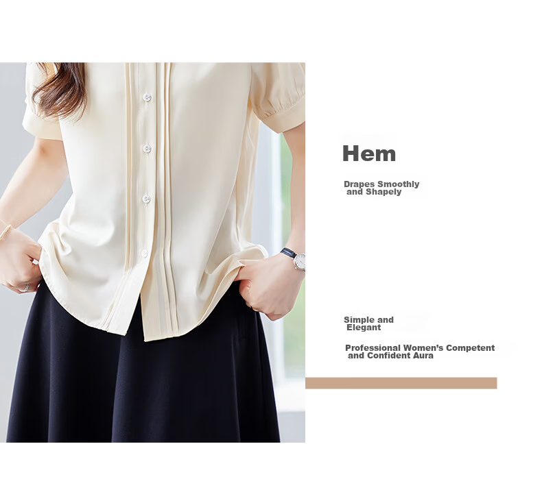 Jeanswest Women's V-Neck Short Sleeve Shirt Summer Elegant Commuter Casual Simple Cardigan Top Apricot M 6