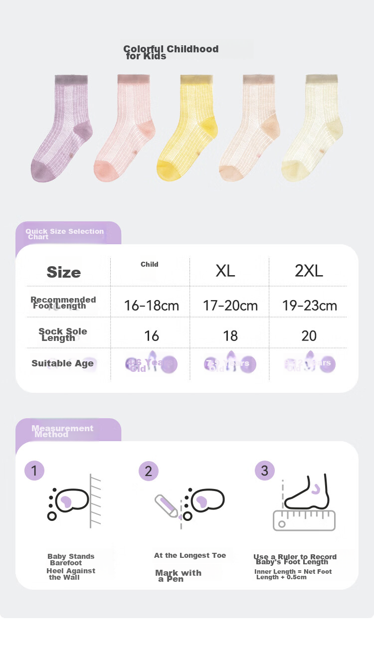 MiiOW Children's Socks, Girls' Summer Socks [Woven Mesh + Ultra-Thin Breathable], Mid-Calf Socks for Baby Girls, Cotton Thin Socks 10