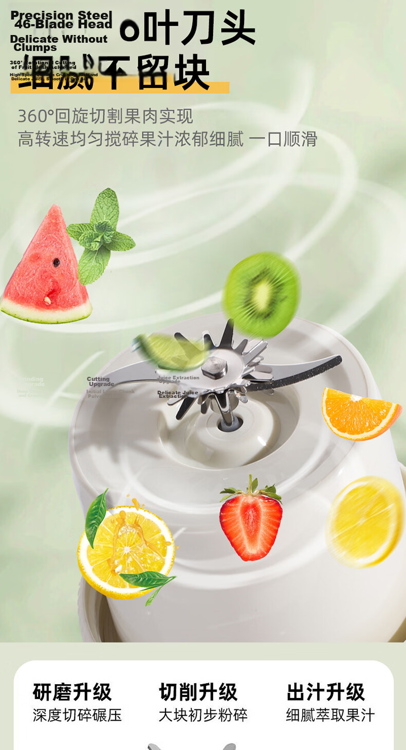 Omeibang Juicer Electric Fruit and Vegetable Juicer Digital Display Portable Small Multifunctional Juice Extractor BPA-Free Smoothie Blender Cup 7